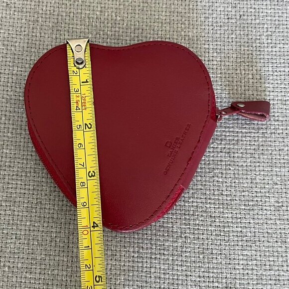 DANIER Genuine Leather Manicure Pouch Zipper Red Heart Mini 4 x 4 Inches, CLEAN - Picture 10 of 13